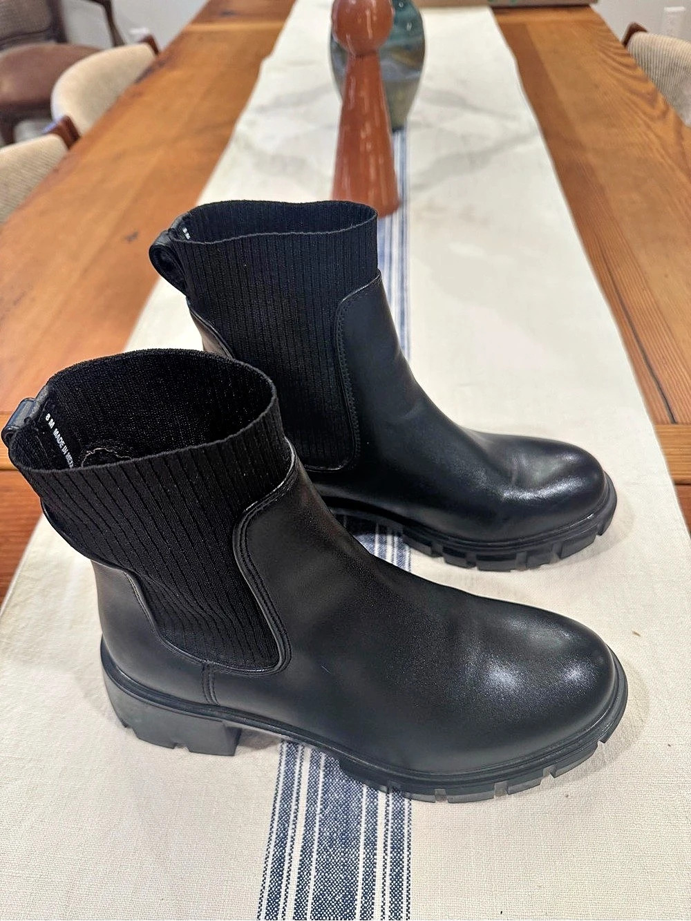 Steve Madden Hayle Black Lug-sole Chelsea Ankle Boots